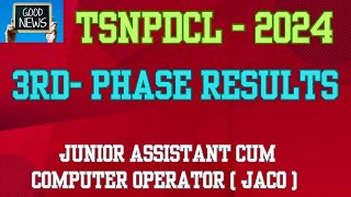 TSNPDCL  2024  3 RD PHASE JACO RESULTS  LATEST NEWS [upl. by Preuss266]