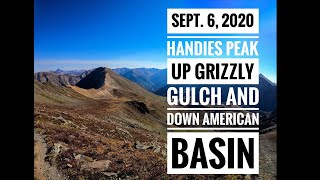 Colorado 14ers  Handies Peak  Sept 6 2020 Hike up Grizzly Gulch Trailhead amp down American Basin [upl. by Acinoed]