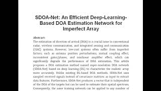 SDOA Net An Efficient Deep Learning Based DOA Estimation Network for Imperfect Array [upl. by Liana]