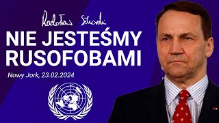 Radosław Sikorski bezlitosny dla ambasadora Rosji Wystąpienie w ONZ 23022024 [upl. by Eninaj68]