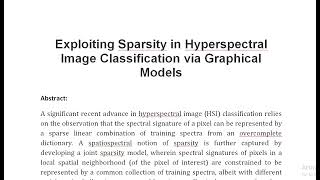 Exploiting Sparsity in Hyperspectral Image Classification via Graphical Models [upl. by Ahsitel]