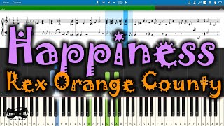 Happiness  Rex Orange County Piano Tutorial  Sheets  MIDI Synthesia [upl. by Heisser243]