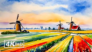 4K Holland Watercolor TV Art [upl. by Norreht]