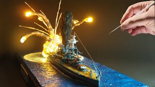 DIORAMA of the USS ARIZONA explosion at Pearl Harbor  WRECK diorama  How to make DIY [upl. by Rainah]