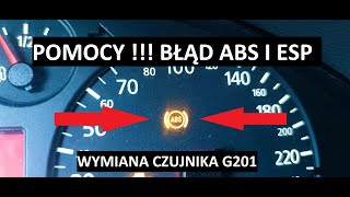 Świeci kontrolka ABS i ESP diagnoza błędu w układzie hamowania i wymiana czujnika G201 Audi A6C5 V8 [upl. by Trilbee]