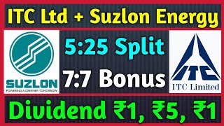 Suzlon Energy  ITC Ltd • Stocks Declared High Dividend Bonus amp Split With Ex Dates [upl. by Yrovi]