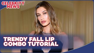 Hailey Biebers Fall Lip Combo Tutorial  Cinnamon Roll Gloss Look [upl. by Buchbinder401]