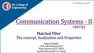 Communication Systems  II Matched Filter [upl. by Trevlac]