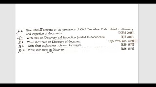 JUDICIARY MAINS ANSWER WRITING QUESTION 10  CPC  Interrogatories Discovery and Inspection [upl. by Iver770]