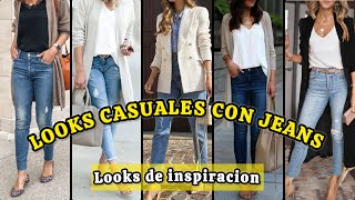 🟡LOOKS CASUALES CON JEANS MODA OTOÑO INVIERNO 202425 [upl. by Corvin]