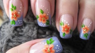 Nail art French manicure with flower [upl. by Ecyle660]