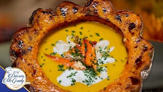 Coconut Cream Pumpkin Soup with Lobster and Wild Mushrooms [upl. by Ramalahs]