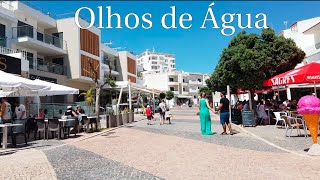 Olhos De Agua walk See the town beach shops amp restaurants Albufeira Portugal 4K [upl. by Taka]