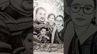 Pencil drawing ✏️  Family portrait  art charcoaldrawing pencildrawing shorts youtubeshorts [upl. by Enyt]