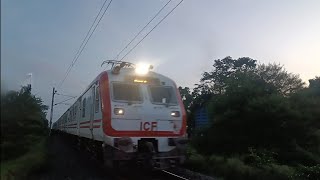 New ICF Local train with Vande Bharat type wheel sounds speeds up towards Asansol Jn [upl. by Aserehtairam]