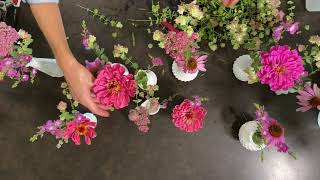 Many Mini Vases One Centerpiece  Floral design tutorial  How to arrange flowers in small vases [upl. by Xuaegram]