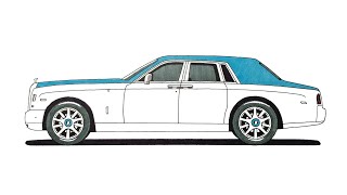 How to Draw a Rolls Royce Phantom [upl. by Fassold]