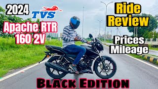 New Tvs Apache 160 2V All Black 2024 Model Ride Review  Price Mileage  Better Than Pulsar N150 [upl. by Ardnued]