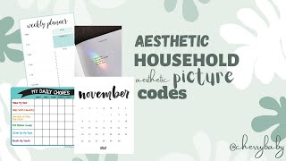 Aesthetic Household Picture Codes planners chores calendars  BLOXBURG [upl. by Kulseth652]