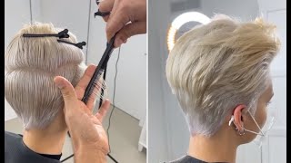 Short Pixie Haircut and Hairstyle for women  Very Short layered cutting tips amp techniques [upl. by Aleakim]