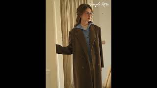 Simple Retro  Indigo Notched Lapel DoubleBreasted Button Wool Coat  Winter 24 [upl. by Ramin]