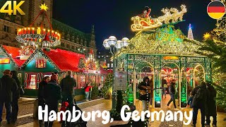 Hamburg Germany Christmas market walking tour 4K [upl. by Dielu]