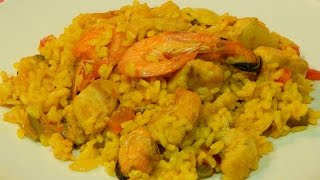 Receta fácil de arroz con pollo y marisco [upl. by Pulsifer]