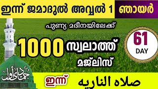 ഇന്ന് ജമാദുൽ അവ്വൽ 1 ഞായർ പുണ്യ മദീനയിലേക്ക്1000 സ്വലാത്തിലേക്ക് swalathul Nariyah [upl. by Gracye]