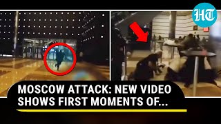 Moscow Attack New Video Shot By Survivor Shows Gunshots People Running Hiding Behind…  Russia [upl. by Lewse539]