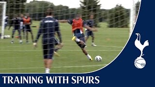 Younes Kaboul scores fantastic goal in training  Training With Spurs [upl. by Cas]