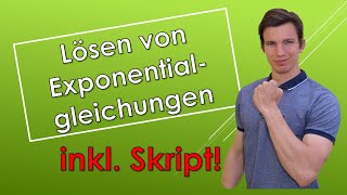 Lösen von Exponentialgleichungen  Theorie amp Beispiele mit SKRIPT [upl. by Darom]