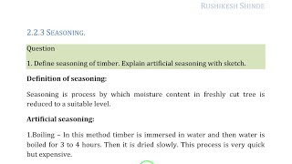 9 SEASONING OF TIMBER  Artificial seasoning  Boiling Kiln seasoning Chemical Electric se [upl. by Niltyak]