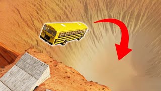 DRIVING A SCHOOL BUS INTO A GIANT CRATER BeamNG Drive [upl. by Diarmuid173]