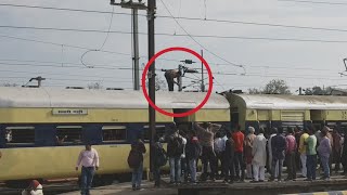 Accident Happens  A Man on The Roof of Train  Panto Touches Train [upl. by Nadia309]