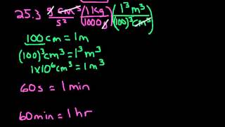 Dimensional Analysis Example 2 g cm3s2 to kg m3hr2 [upl. by Drusi]