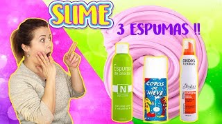 SLIME probando espumas  Fluffy slime con 3 espumas  Experimentos caseros con slime SLIME VIDEOS [upl. by Pergrim]