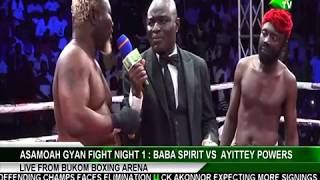 ASAMOAH GYAN FIGHT NIGHT 1 Baba Spirit disqualified for breaching boxing rules [upl. by Carvey]