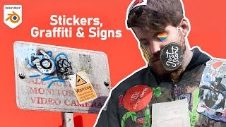 How to Add Stickers Signs amp Graffiti to your scenes in Blender  Tutorial [upl. by Juliano]