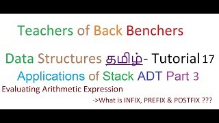 Data Structures Tamil Tutorial 17 Evaluating Arithmetic Expression  InfixPrefix amp Postfix [upl. by Zeta]