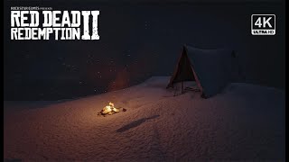 Chilling Night at Mount Hagen Camping in a Blizzard  RDR2 Ambience [upl. by Ayaros]