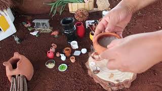 FIZ UM MINI ARROZ DE VERDADE EM UMA MINI PANELA EM UM FOGÃO DE BARRO COMIDA EM MINI FOOD COOKING [upl. by Issirk449]