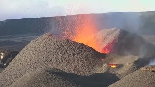 Hikers snap erupting volcano on Reunion Island [upl. by Ailecara]