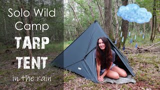 Cozy Tarp Tent Camp In The Rain 🌧️ Wild Camping UK [upl. by Ecnarf]