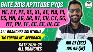 GATE 2018 APTITUDE PYQS  All Branches  PrepFusion  GATE 2024 [upl. by Aitnahc656]