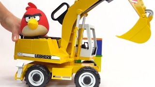 Liebherr Toys Angry Birds SNOW EXCAVATOR Game Hiding Surprise Eggs Kids Toy Videos игрушки видео [upl. by Eisdnyl]