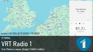 Tropo 280124 9170MHz VRT Radio 1 in Brussels from the UK [upl. by Llecram205]