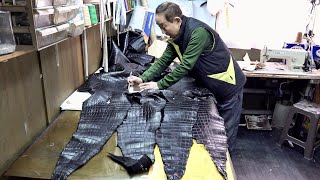 Six Crocodile Hides Turned into Luxury Jacket Old Leather Master of Korea [upl. by Aicenaj]