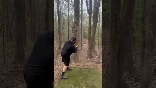 Perfect Disc Golf Forehand through Insanely Tight Wooded Fairway 🥏🙃 [upl. by Anahcar]