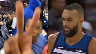 Russell Westbrook trolls Rudy Gobert for airballing free throw and Rudy gets revenge [upl. by Atineg]