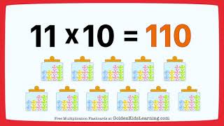 Multiplication Concept Multiply by 11  Times 11 Table  Golden Kids Learning [upl. by Avram]